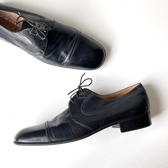 Vintage Men's Artioli Italian Leather Black Lace Up Derby Dress Shoes 11.5 B